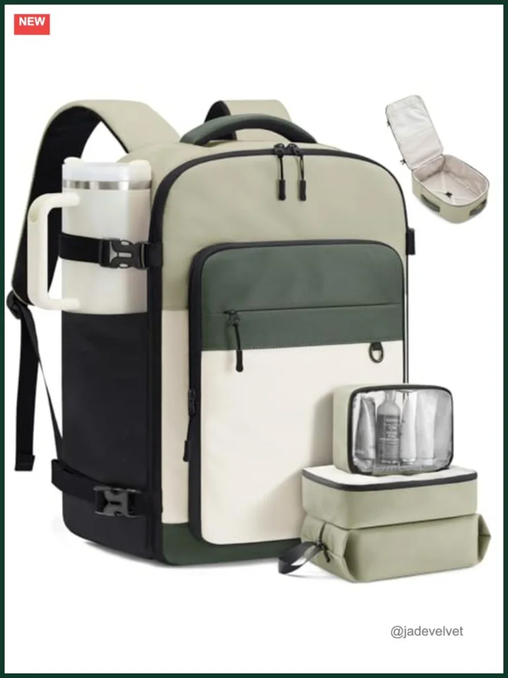 40L Large Airline Approved Travel Backpack with 3 Packing Cubes, Waterproof